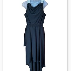 Small black dress with a little  rhinestone bling high low special Occassion